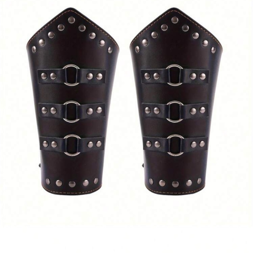 Men's Black Leather Arm Guards